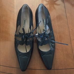 Manolo Blahnik Black Kitten Heels Shoes